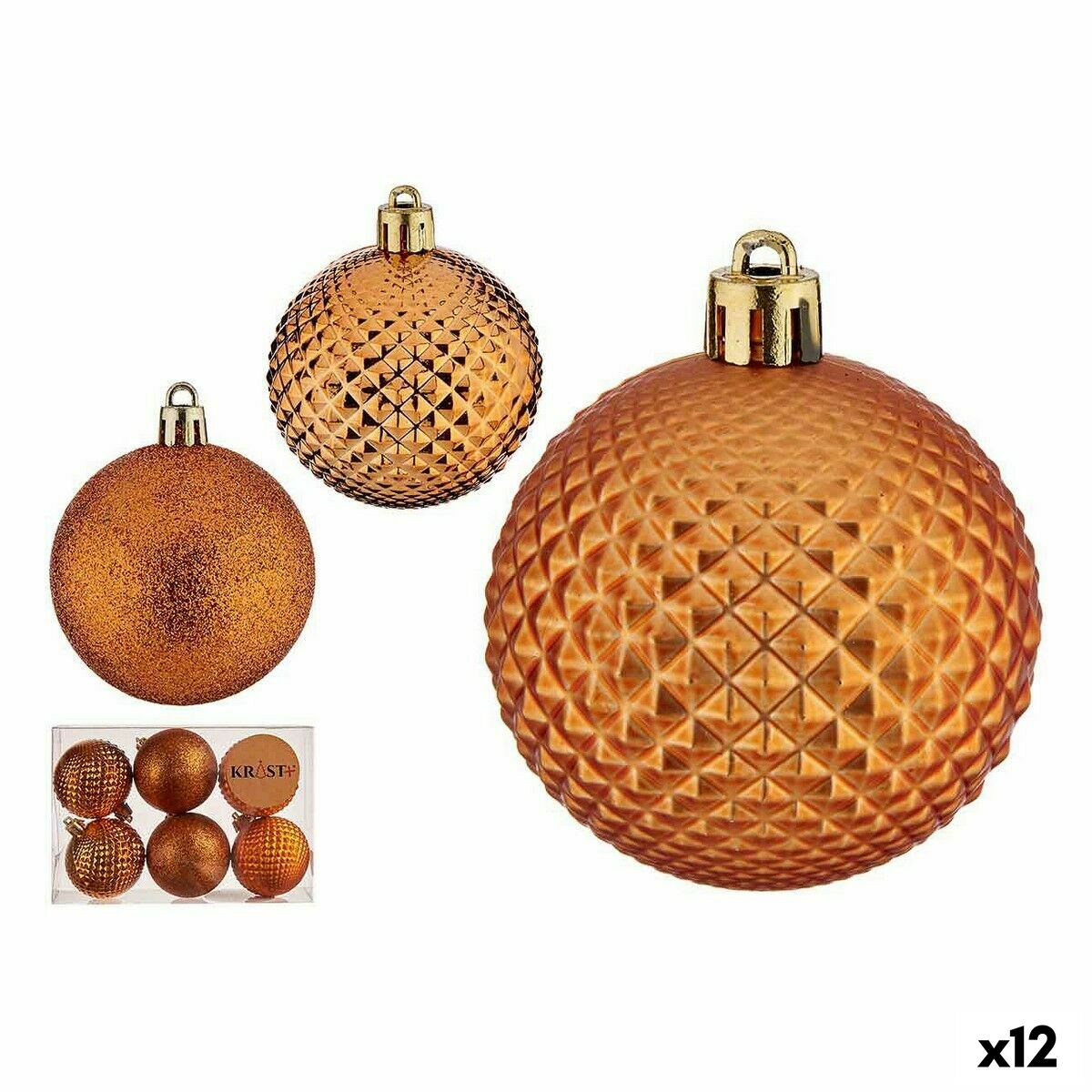Uppsättning av julkulor 6 cm Orange PVC (12 antal)
