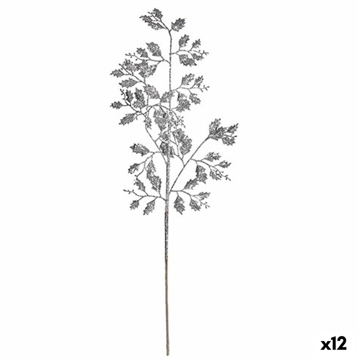 Gren Glitter Silvrig Metall Plast 41 x 75 x 2,5 cm (12 antal)