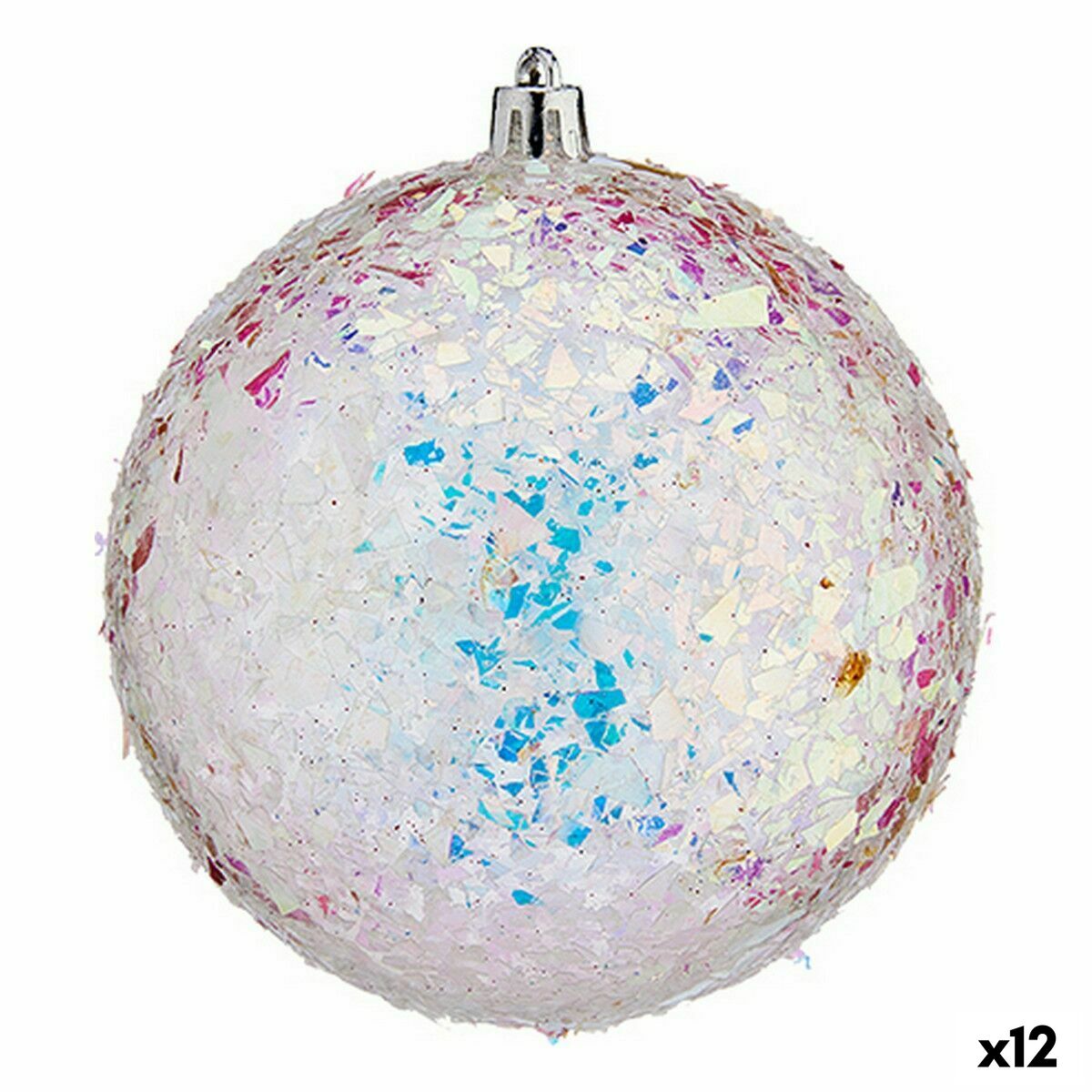 Uppsättning av julkulor Silvrig 10 cm (12 antal)
