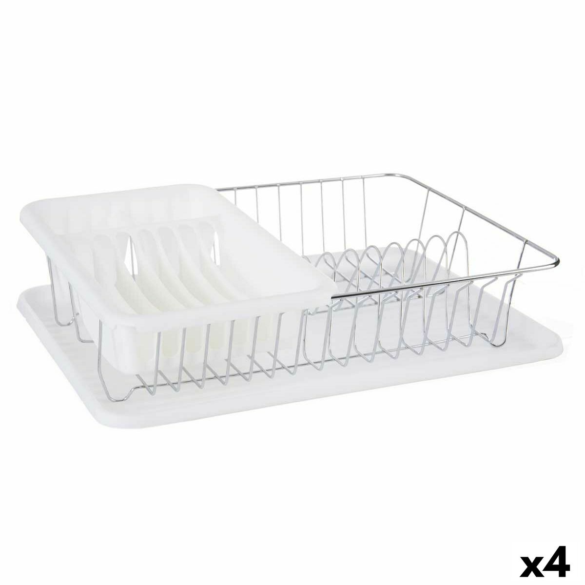 Diskställ Vit Metall Plast 43,5 x 11 x 33,5 cm (4 antal)