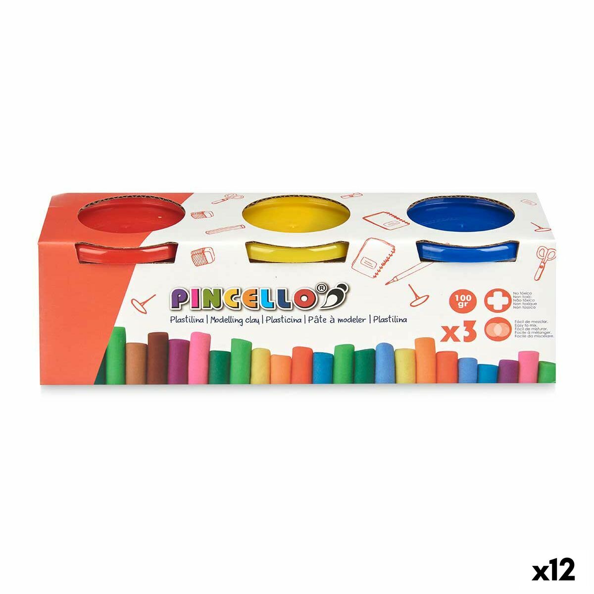 Modellera Spel Pincello 501 Gul Blå Röd (12 antal)