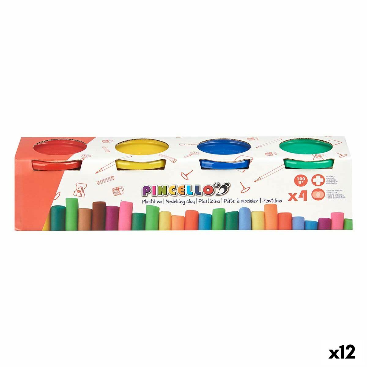 Modellera Spel Pincello 502 Gul Blå Röd Grön (12 antal)