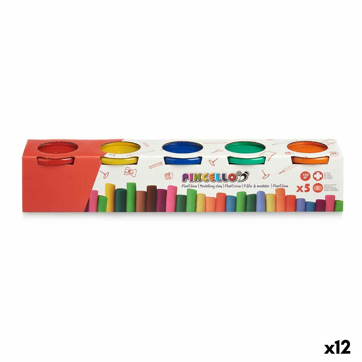 Modellera Spel Pincello 503 Gul Blå Röd Grön Orange (12 antal)