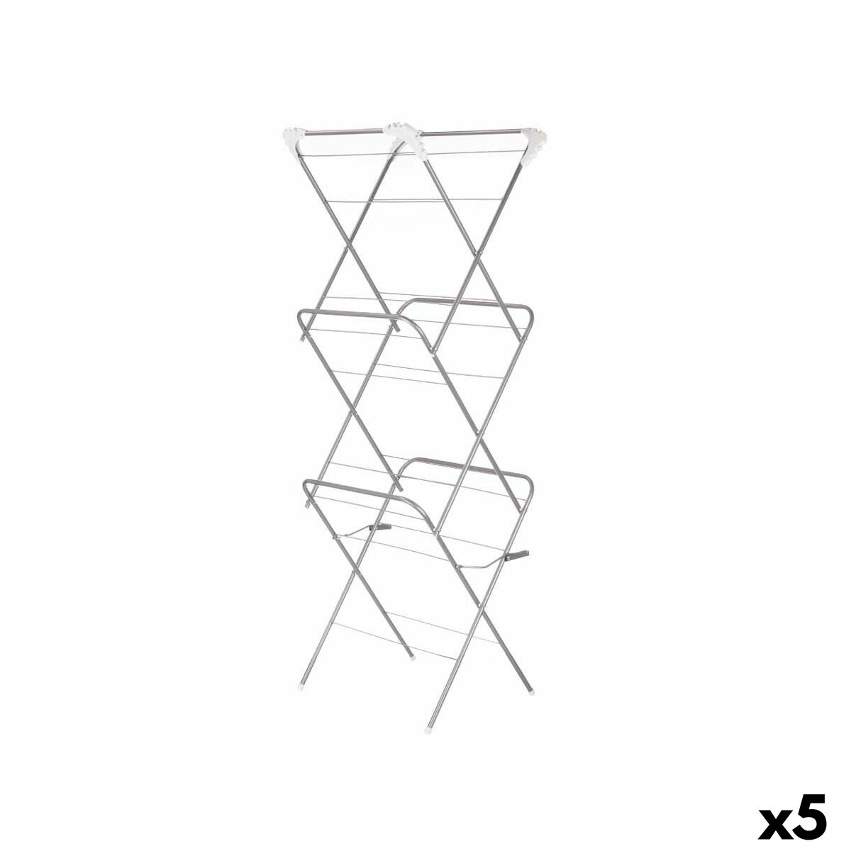Klädhängare hopfällbar Kipit WR4062A-1NB-488 Vit Silvrig polypropen Järn 47 x 41 x 136 cm Vertikalt (5 antal)