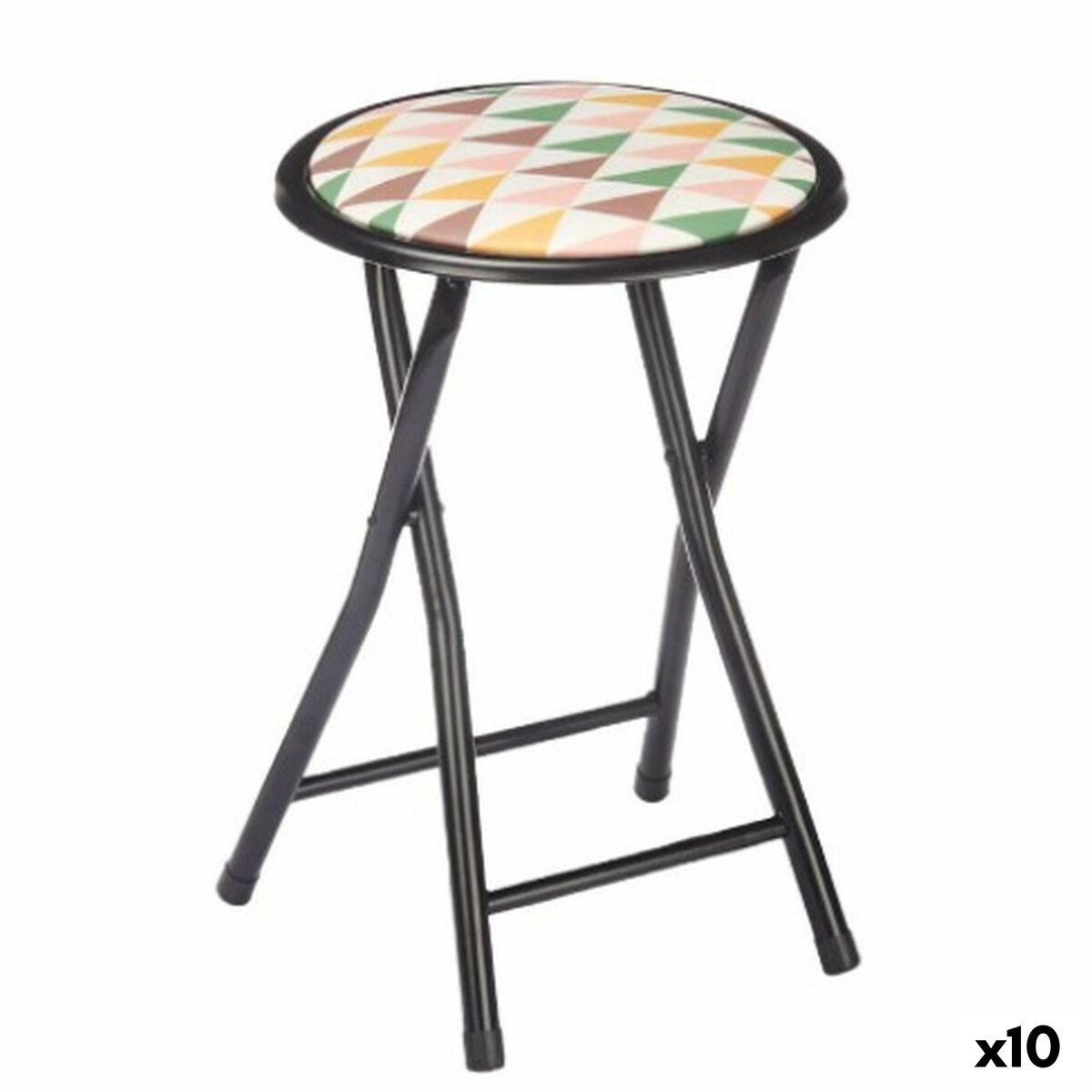 Fällbar pall Geometric Svart PVC Metall 30 x 30 x 45 cm (10 antal)