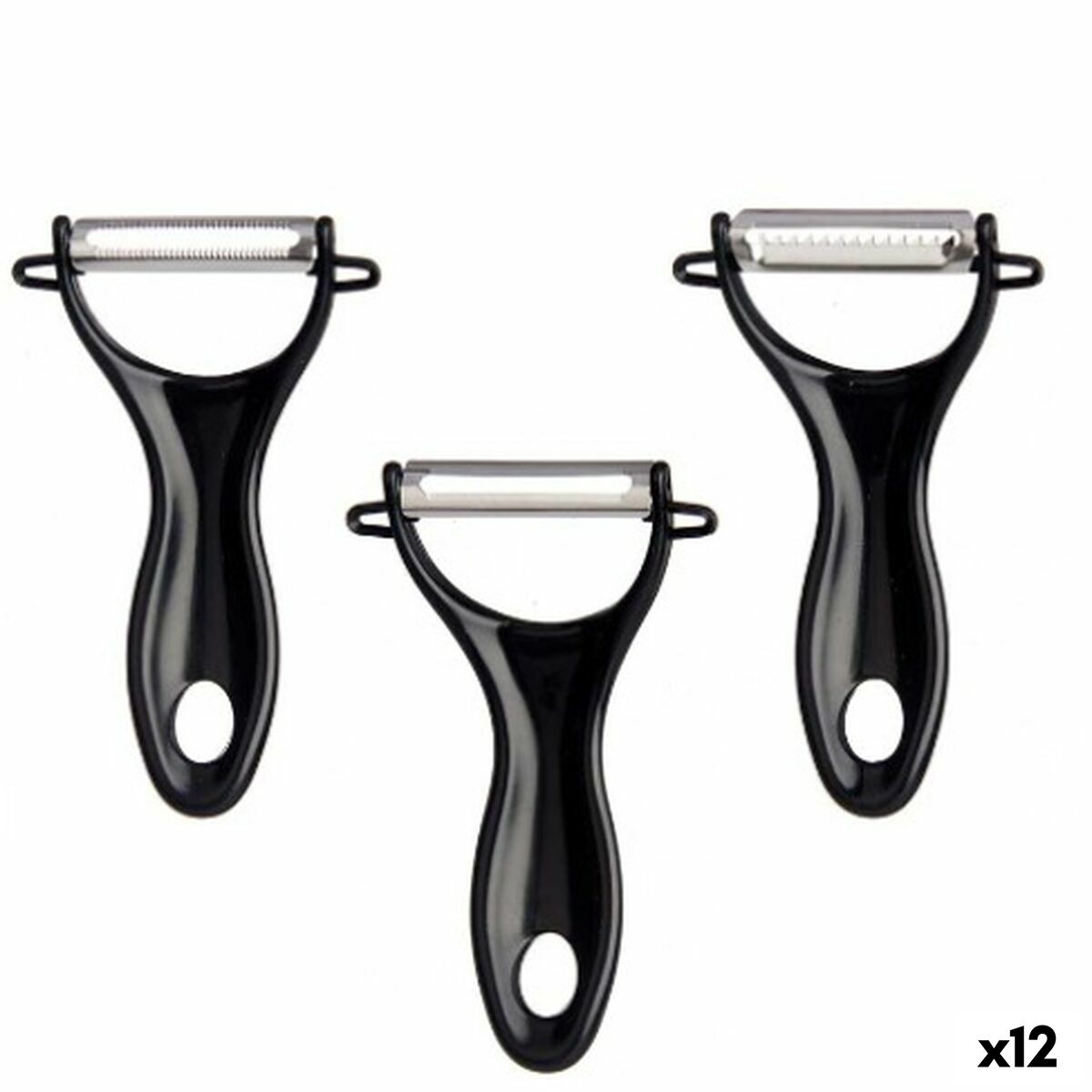 Frukt- och grönsaksskalare Kinvara 86886 Svart Rostfritt stål Set (12 antal)