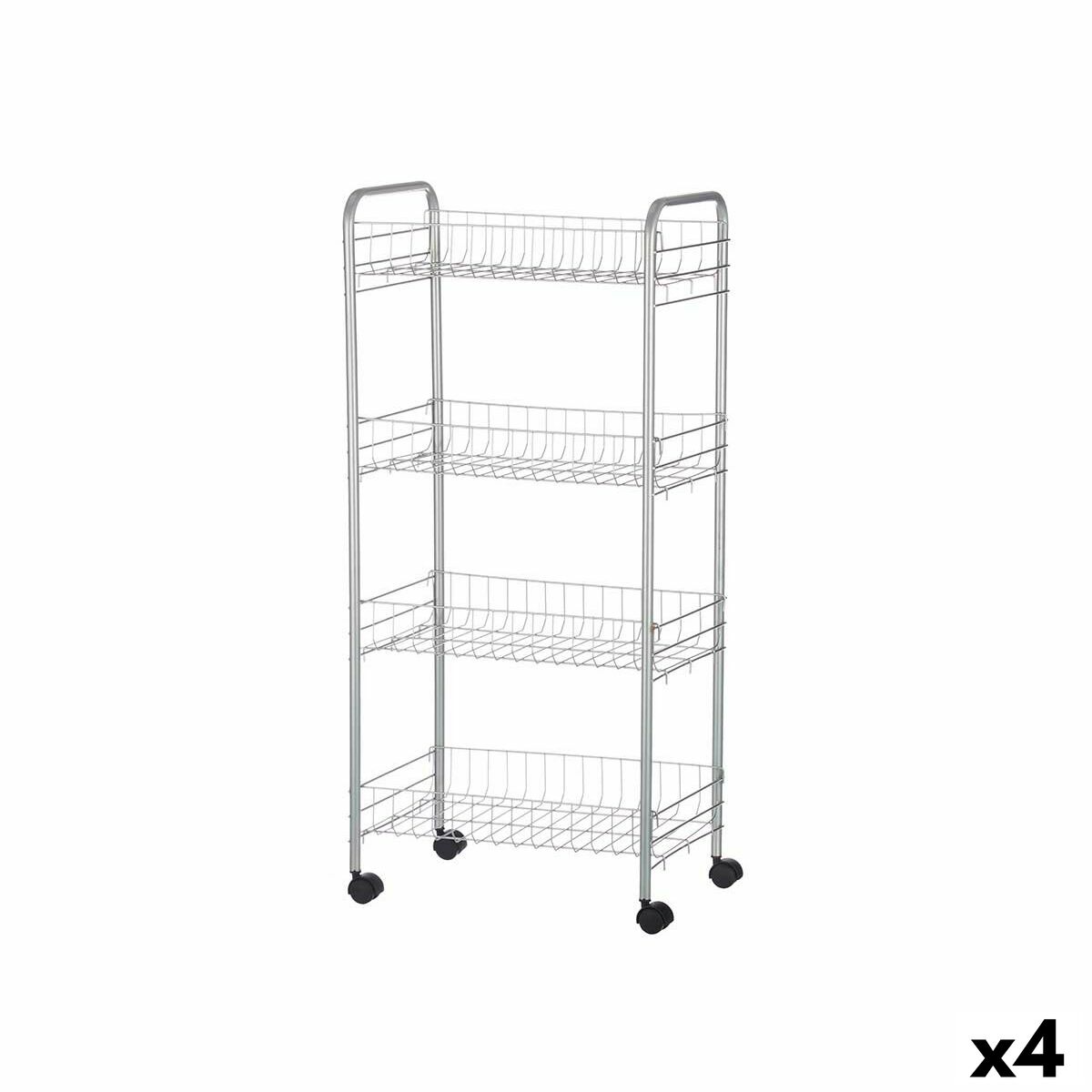 Grönsaksvagn Silvrig Metall Plast 37 x 27 x 82,5 cm (4 antal)