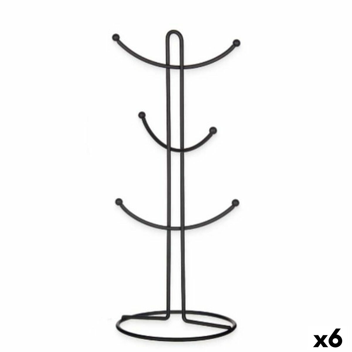 Mugghängare Svart Metall 16 x 39 x 16 cm (6 antal)