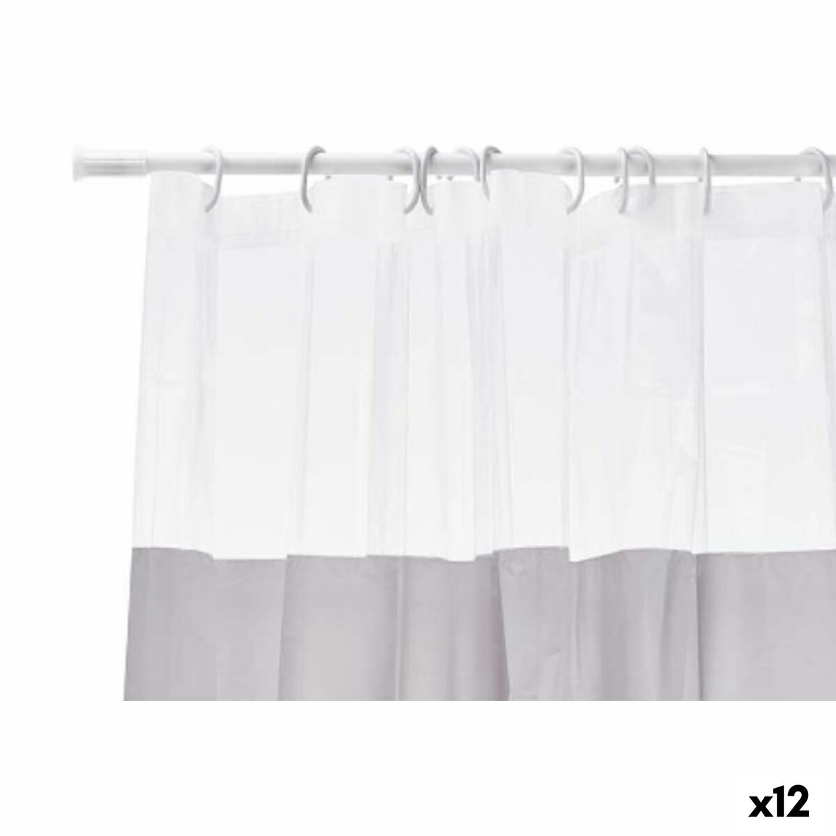 Duschdraperi Berilo 214 Grå Transparent Plast PEVA 180 x 180 cm (12 antal)