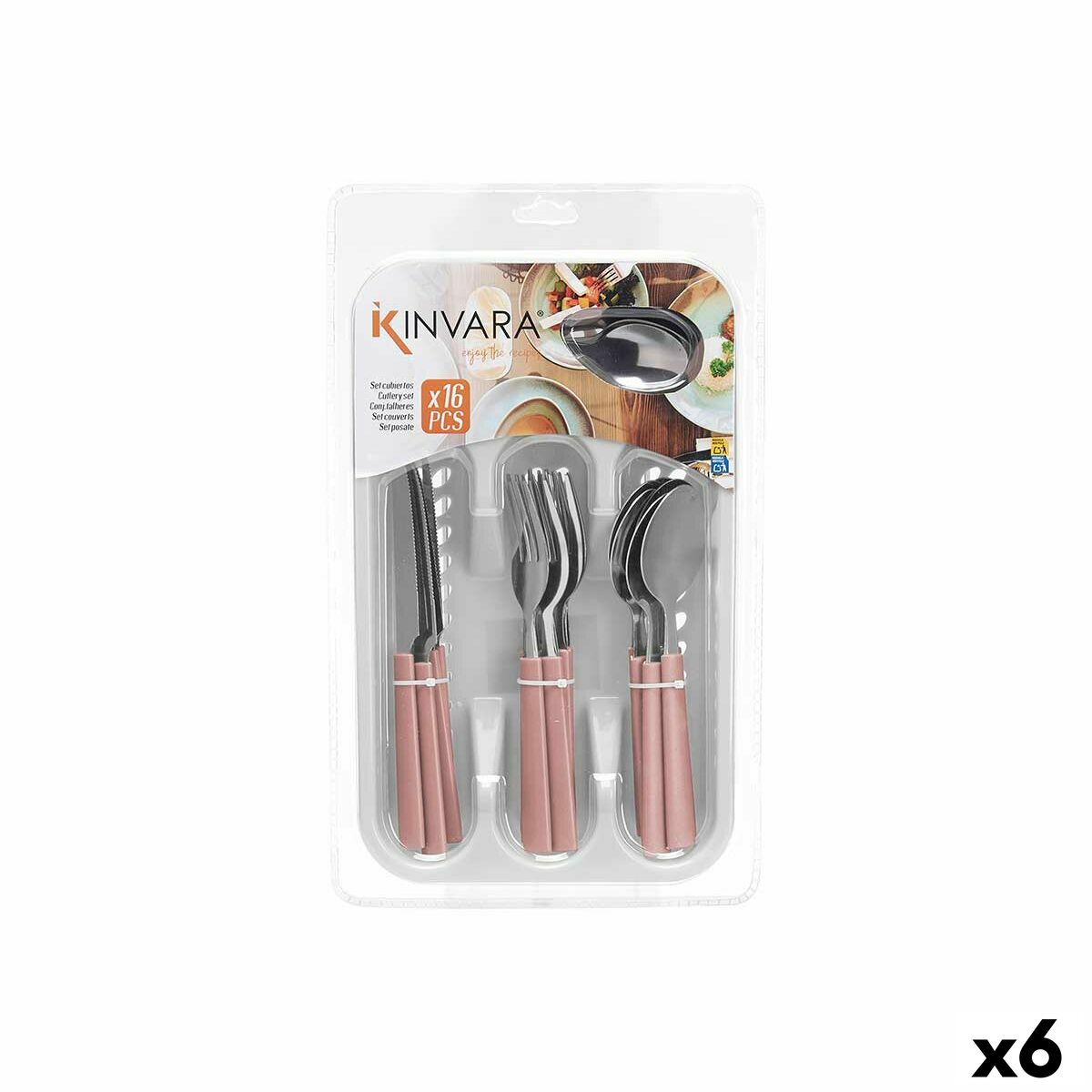 Bestickset Kinvara KT166096-1C-P Rosa Silvrig Rostfritt stål Plast (6 antal)