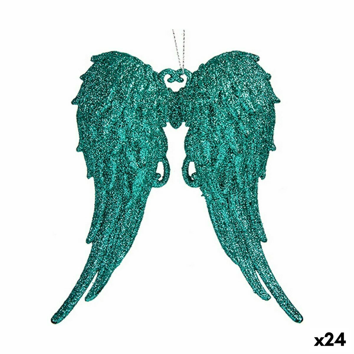 Julgranskula Änglavingar Grön Plast Glitter 13 x 14,5 x 2,5 cm (24 antal)