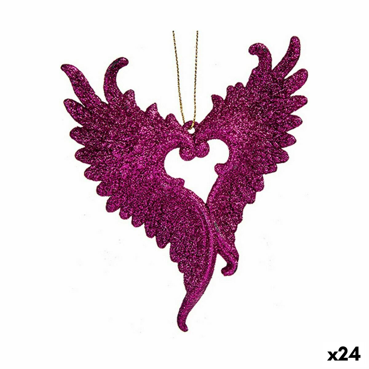 Julgranskula Änglavingar Fuchsia Plast Glitter 12 x 13 x 2,5 cm (24 antal)