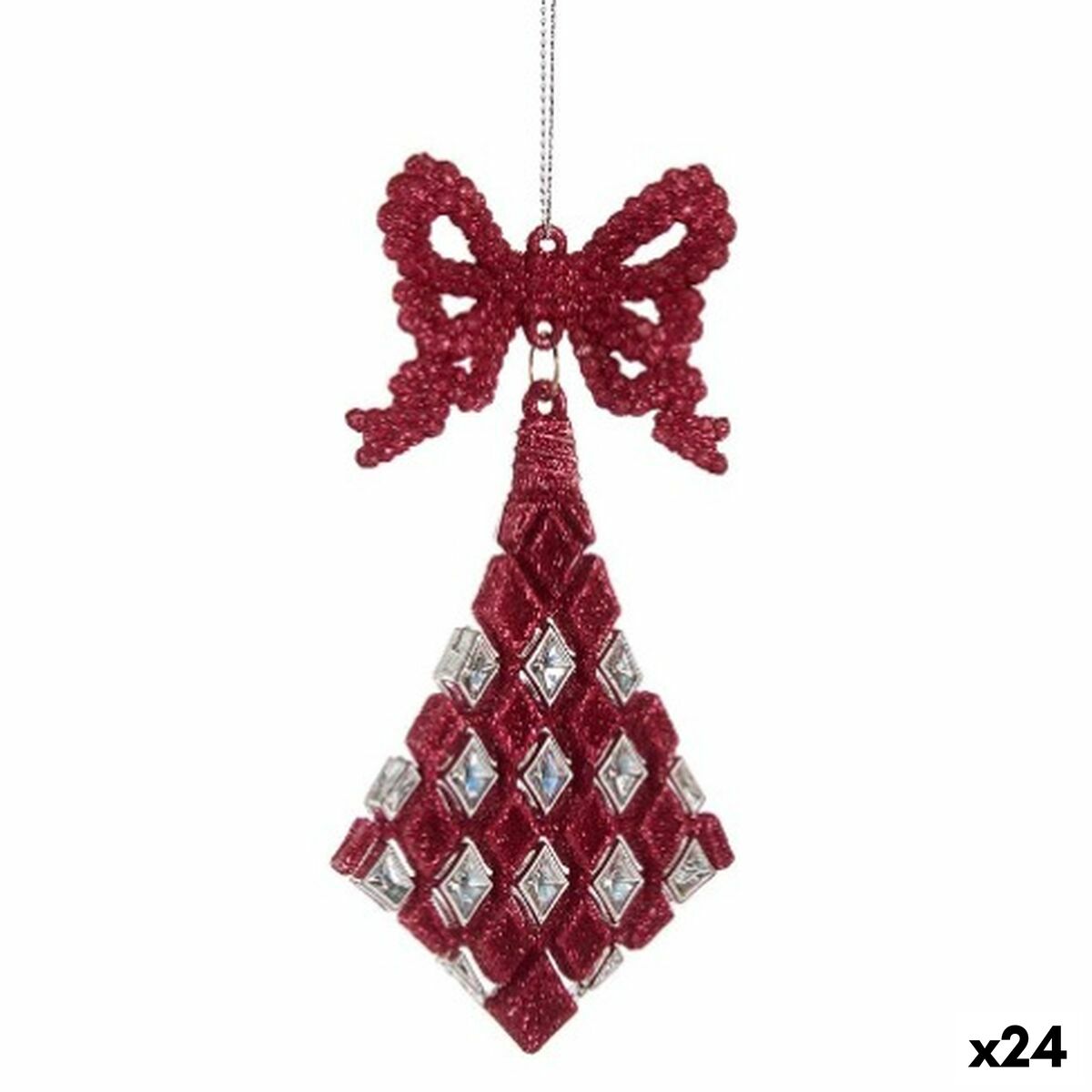 Julgranskula Lasso Romb Fuchsia Plast Glitter 7,5 x 1 x 15,5 cm (24 antal)