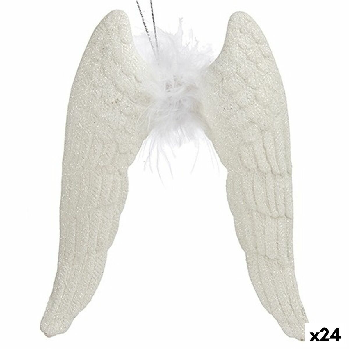 Julgranskula Änglavingar Vit Plast Glitter 12,5 x 15 x 2,5 cm (24 antal)