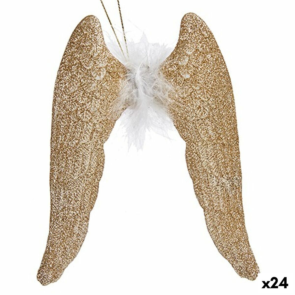Julgranskula Änglavingar champagne Plast Glitter 12,5 x 15 x 2,5 cm (24 antal)