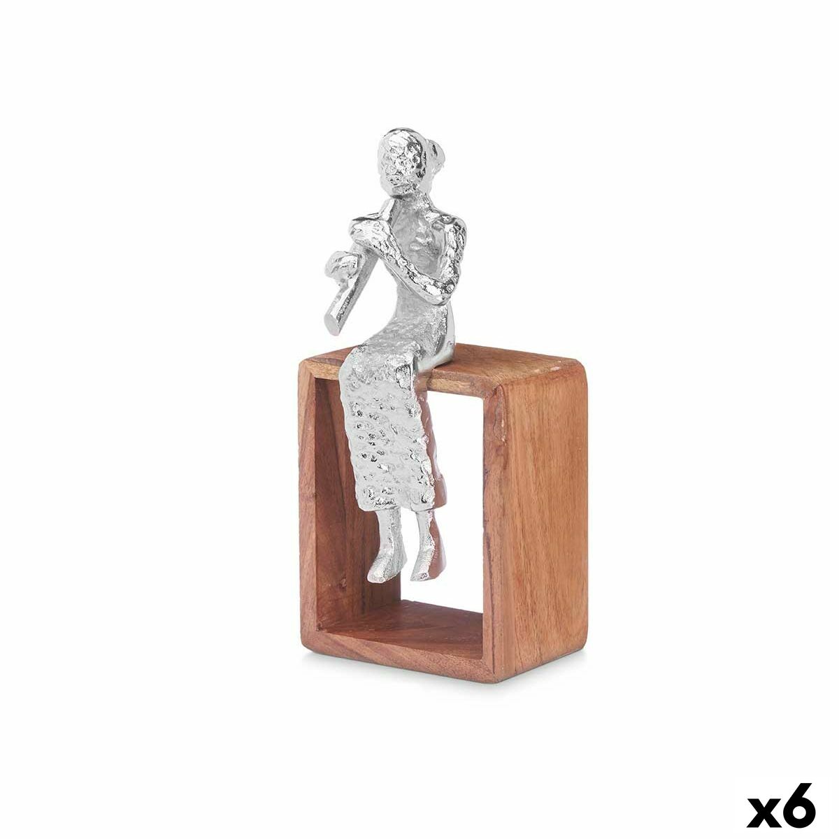 Prydnadsfigur Blockflöjt Silvrig Trä Metall 13 x 27 x 13 cm