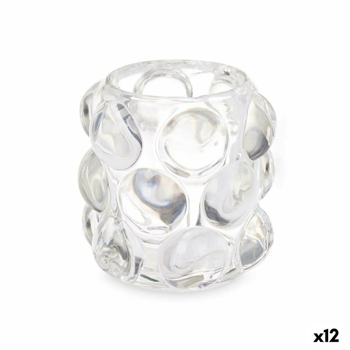 Ljusstakar Mikro-pärlor Transparent Glas 8,4 x 9 x 8,4 cm (12 antal)