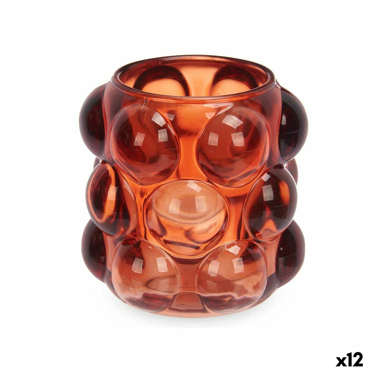 Ljusstakar Mikro-pärlor Orange Glas 8,4 x 9 x 8,4 cm (12 antal)