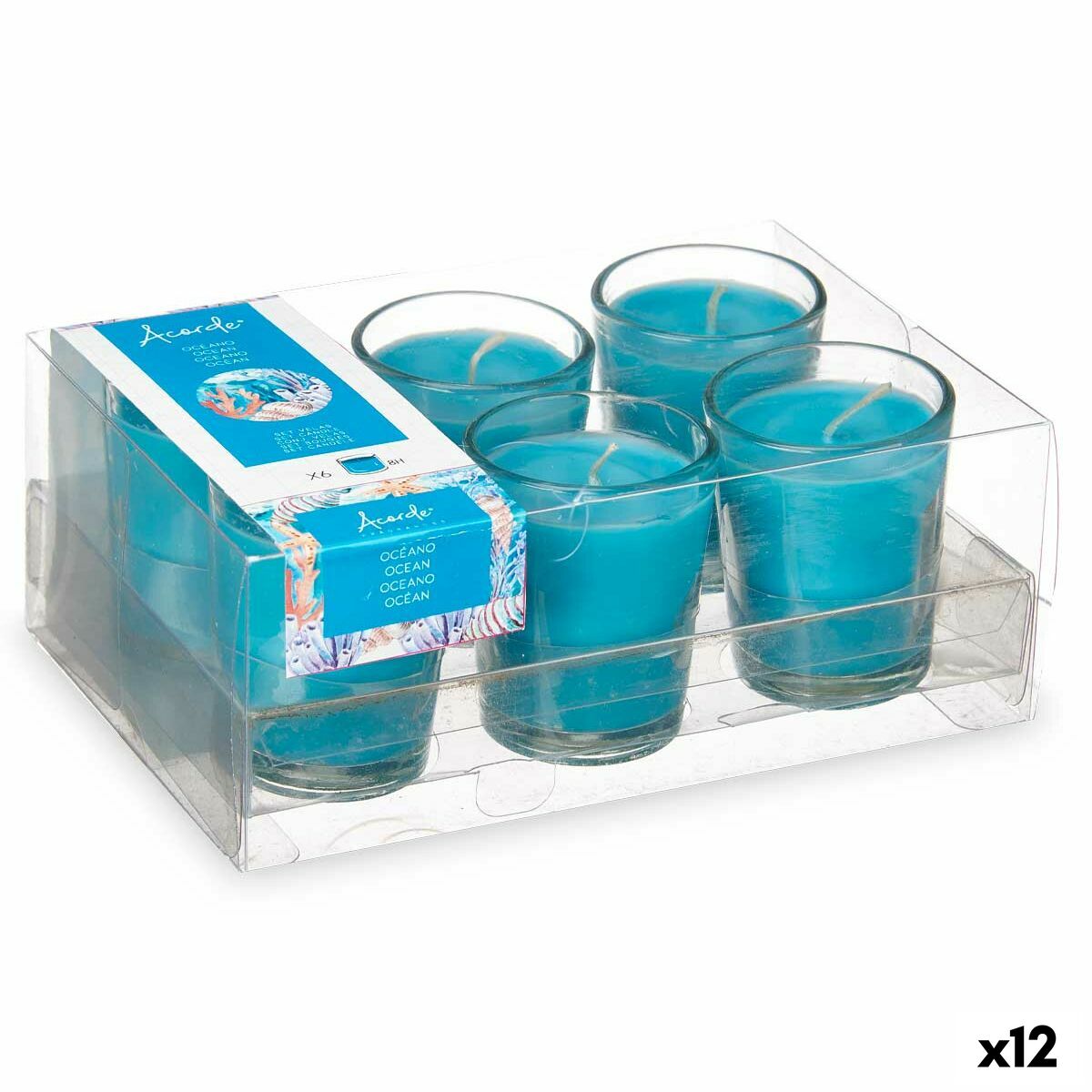 Set med Doftljus Acorde 48-E-AR Havet Glas (12 antal)