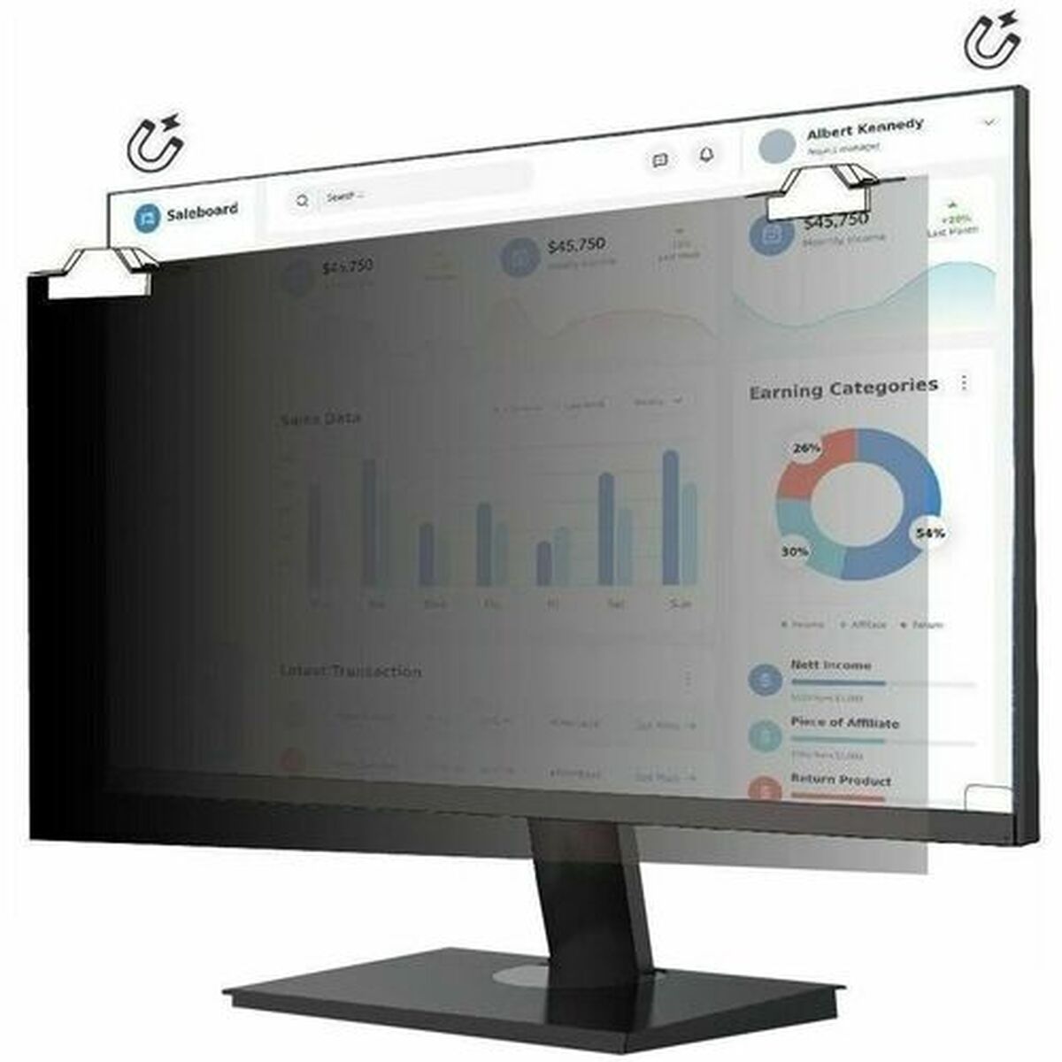 Sekretessfilter för datorskärm V7 PS240WAM 24