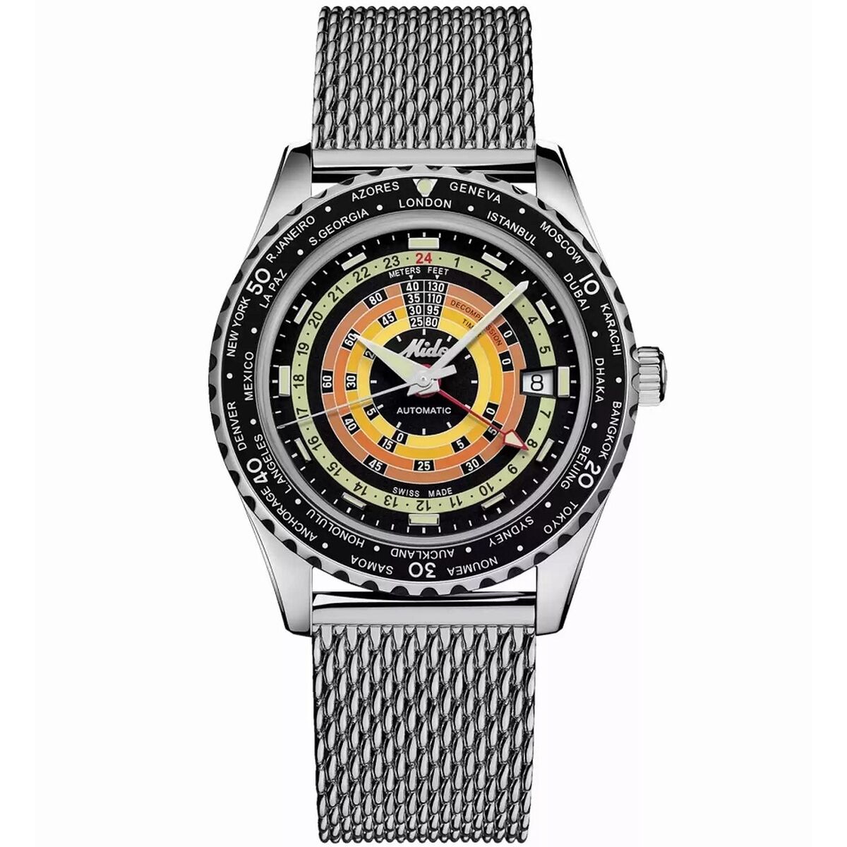 Damklocka Mido OCEAN STAR DECOMPRESSION WORLDTIMER Silvrig