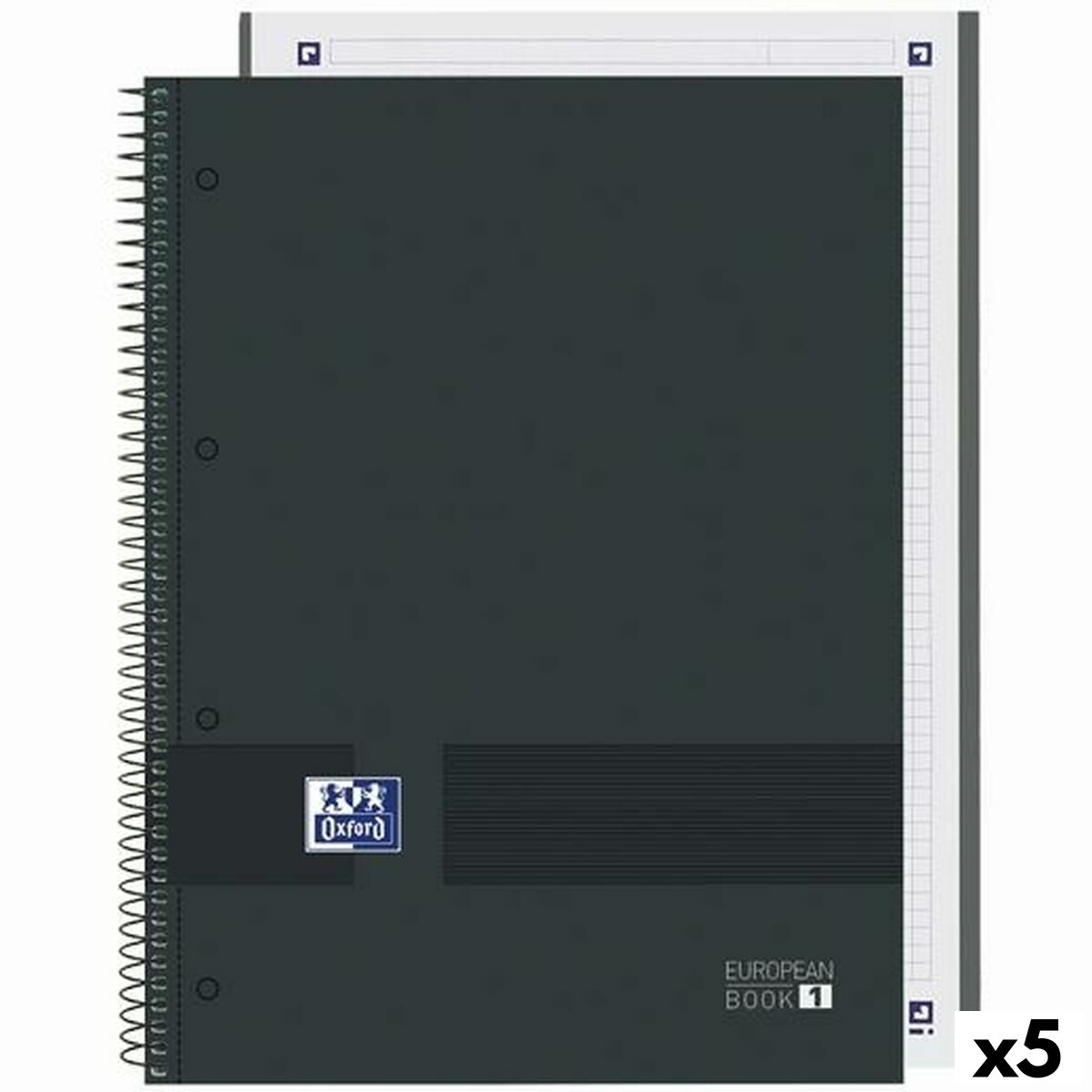 Anteckningsbok Oxford European Book Write&Erase Svart A4 80 Blad (5 antal)