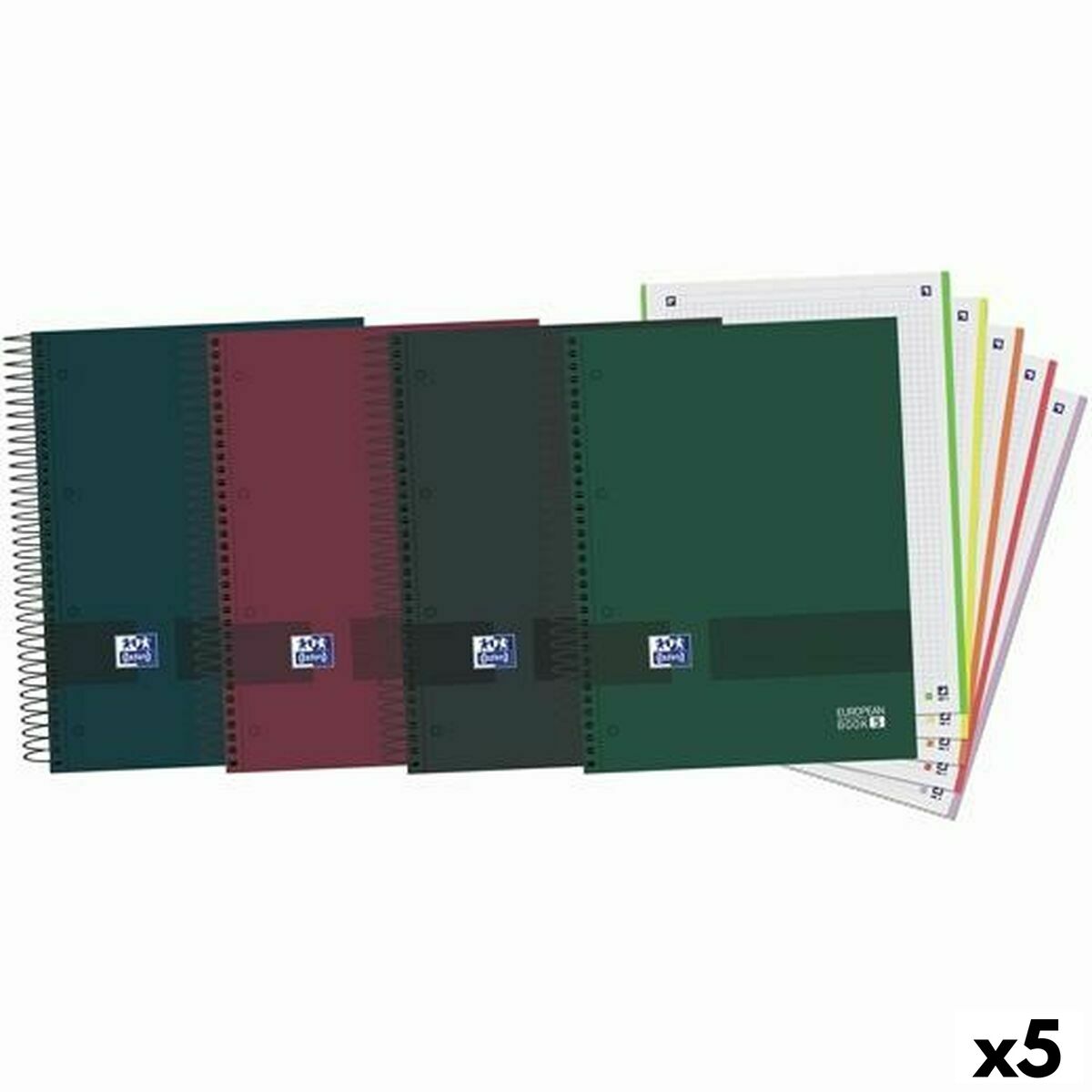 Uppsättning av övningsböcker Oxford European Book 5 Multicolour A4 120 Blad (5 antal)