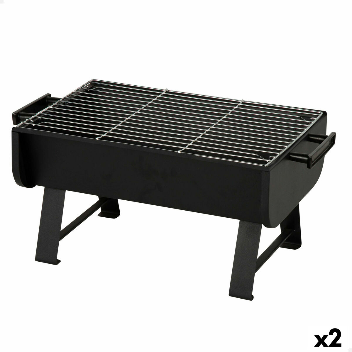 Bärbar Grill Aktive Stål 45 x 25 x 30 cm Svart (2 antal)