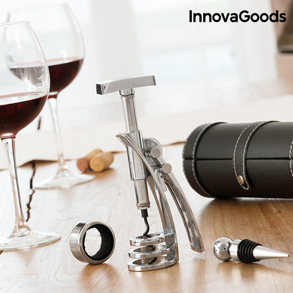Vintillbehörsset med Screwpull korkskruv InnovaGoods (4 delar)