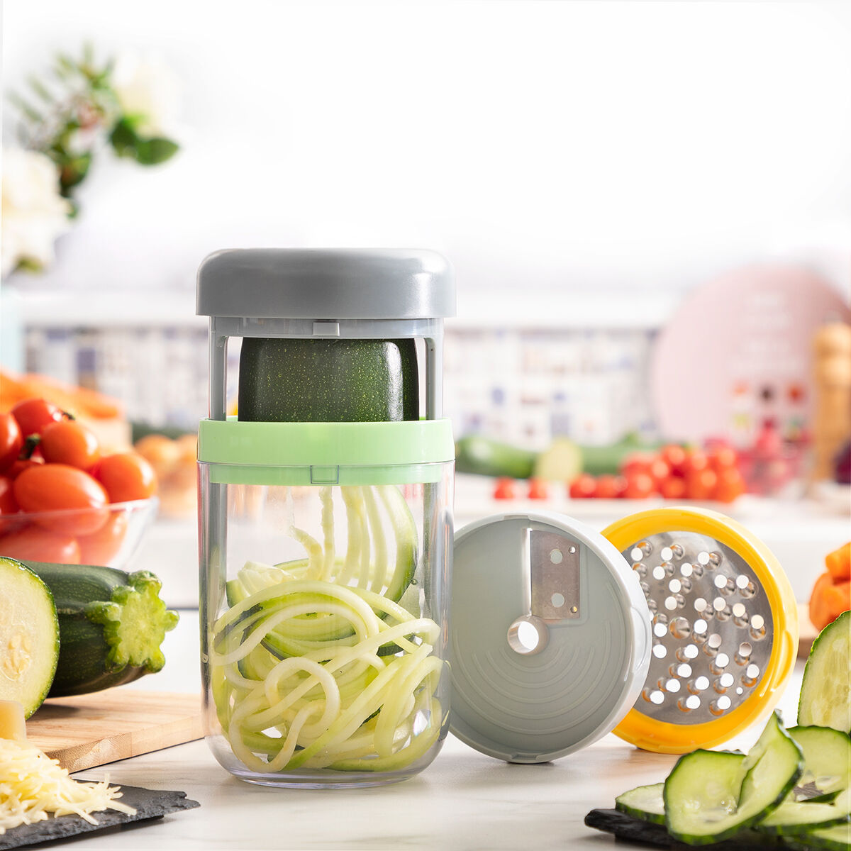 Grönsaksskärare för Spiraler och Rivjärn med Recept Vigizer InnovaGoods