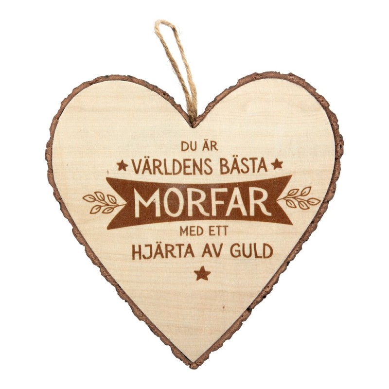 Hjärta Trä Morfar wooden heart