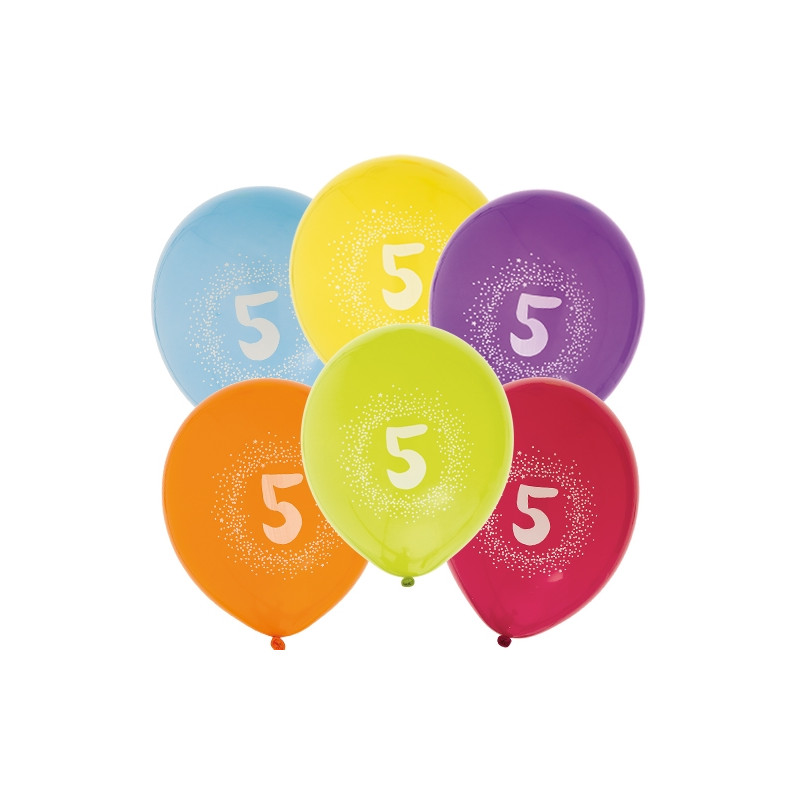 Ballong Födelsedag 5 år 6-pack Latex Mixade