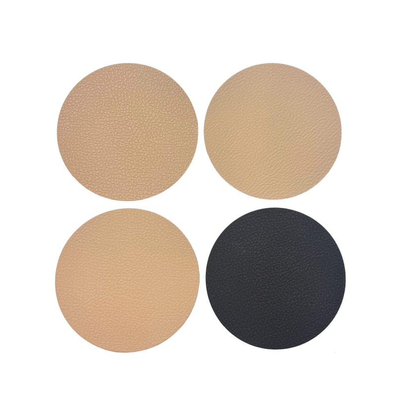 Glasunderlägg Beige/Svart läderlook 4-pack