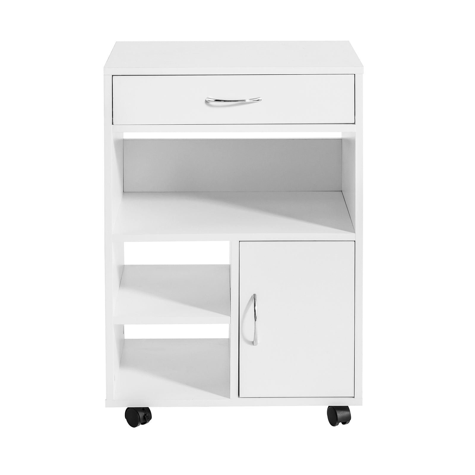 Soffbord, Förvaringsbord, Avlastningsbord, Rullbord, med hjul, vit, FBT106-W