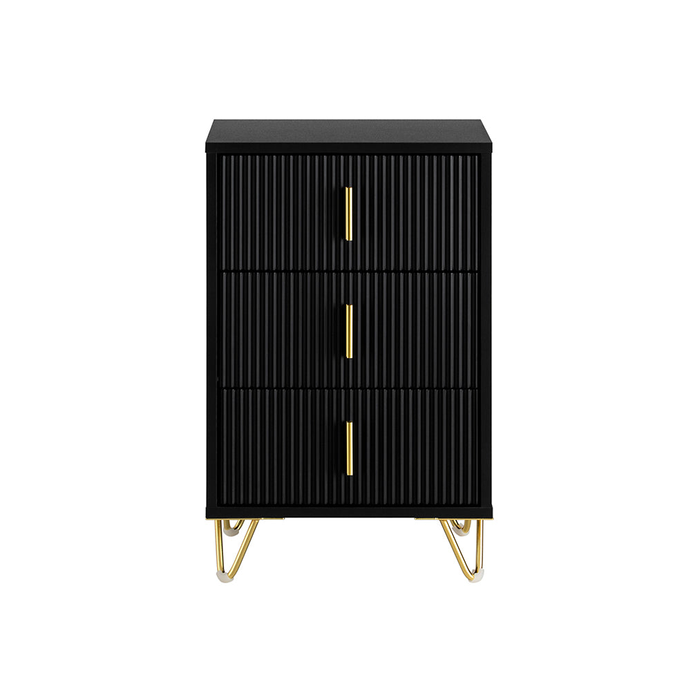 Nattduksbord med 3 lådor Soffbord Sidobord Sängbord FBT115-L-SCH