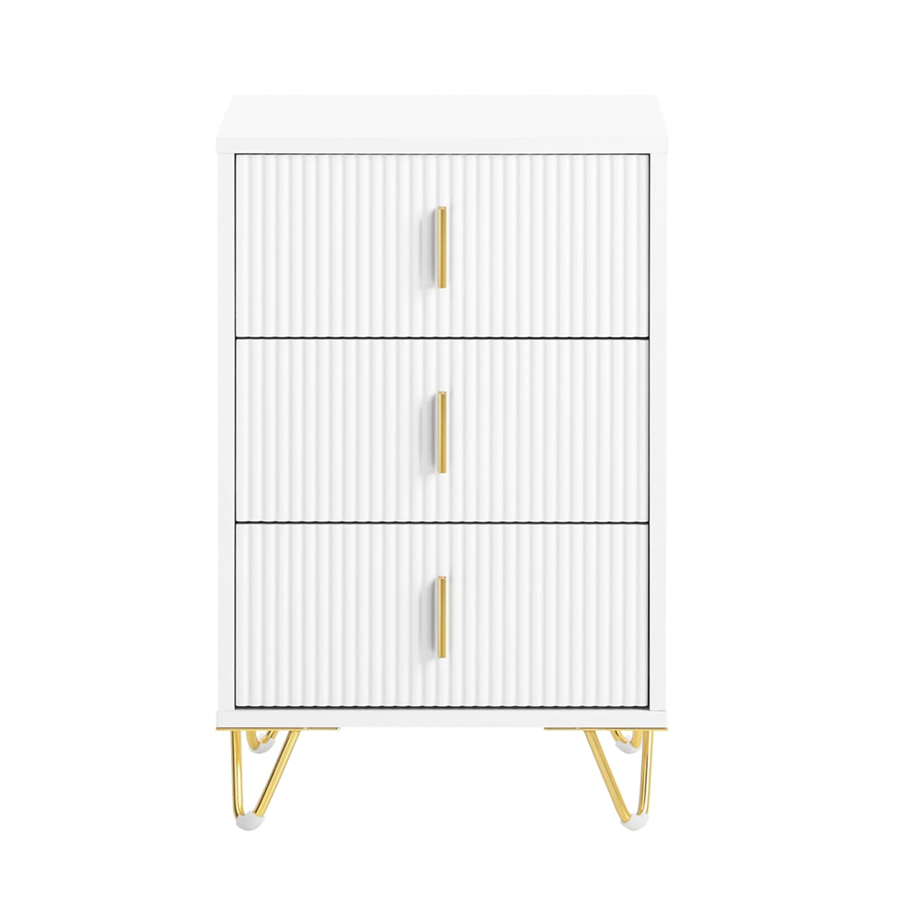 Nattduksbord med 3 lådor Soffbord Sidobord Sängbord FBT115-L-W
