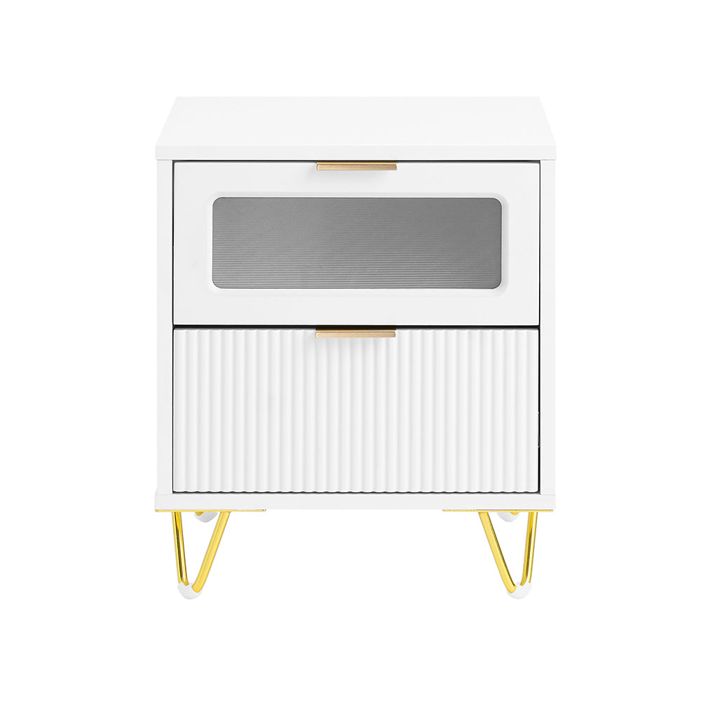 Nattduksbord med 2 lådor Soffbord Sidobord Sängbord FBT123-W