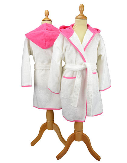 Barnbadrock med namn, Vit/Pink