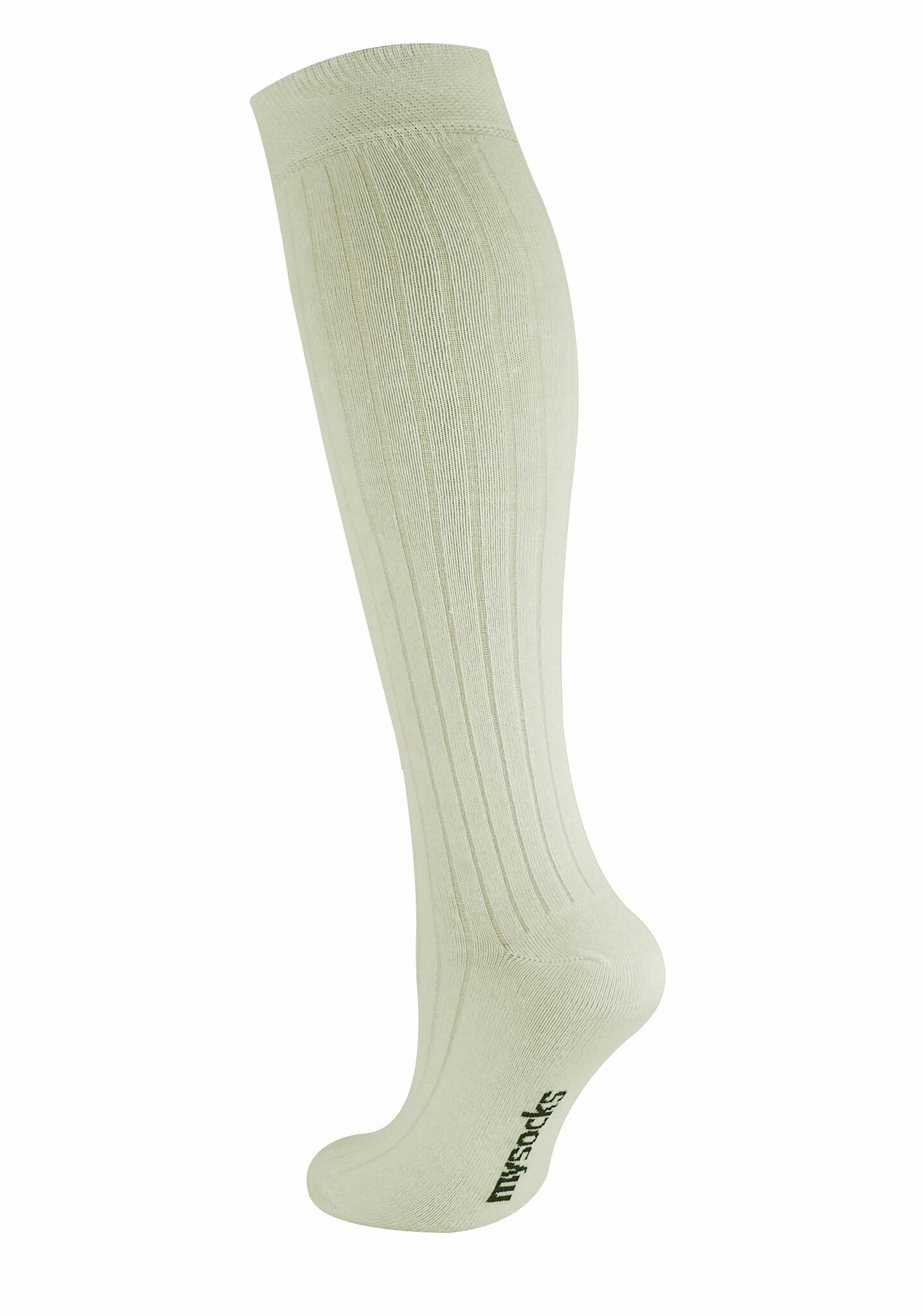 Cream ribbad knästrumpa - MySocks
