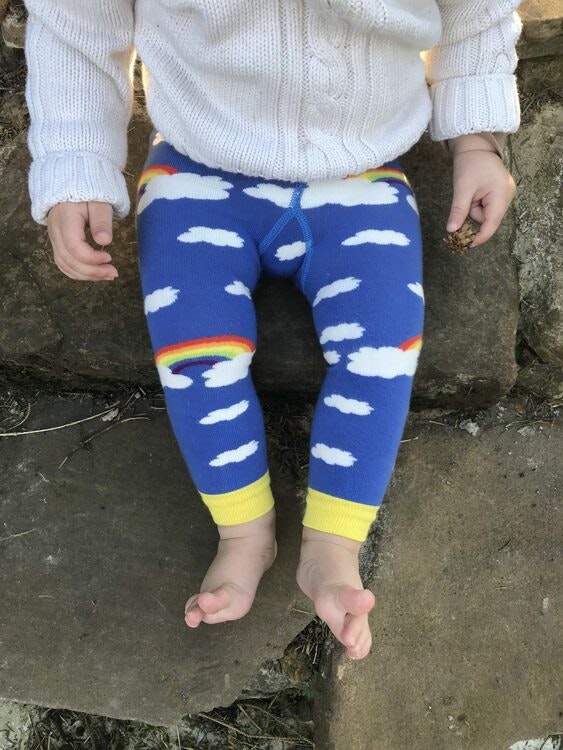 Barnstrumpbyxor utan fot - Rainbow clouds - 6mån-5år