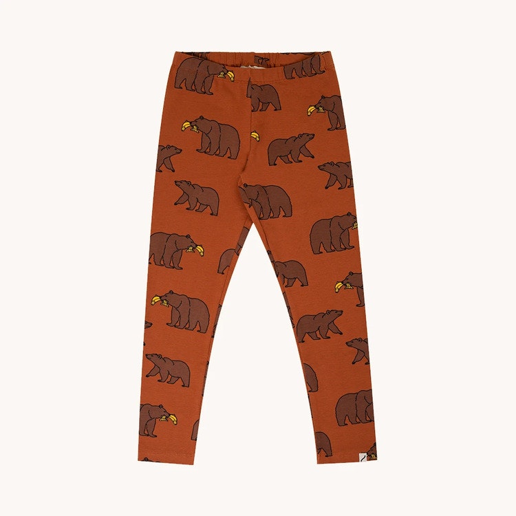 Leggings rostbrun med björnar - 50-92cl
