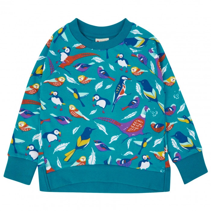 Sweatshirt mönstrad med fåglar - 4-9år