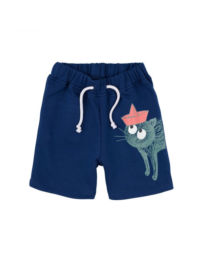 Shorts marinblå- GOTS bomull 12-18mån