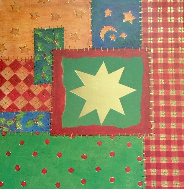 Julkort dubbla 17x17cm med gulddetaljer 10-pack