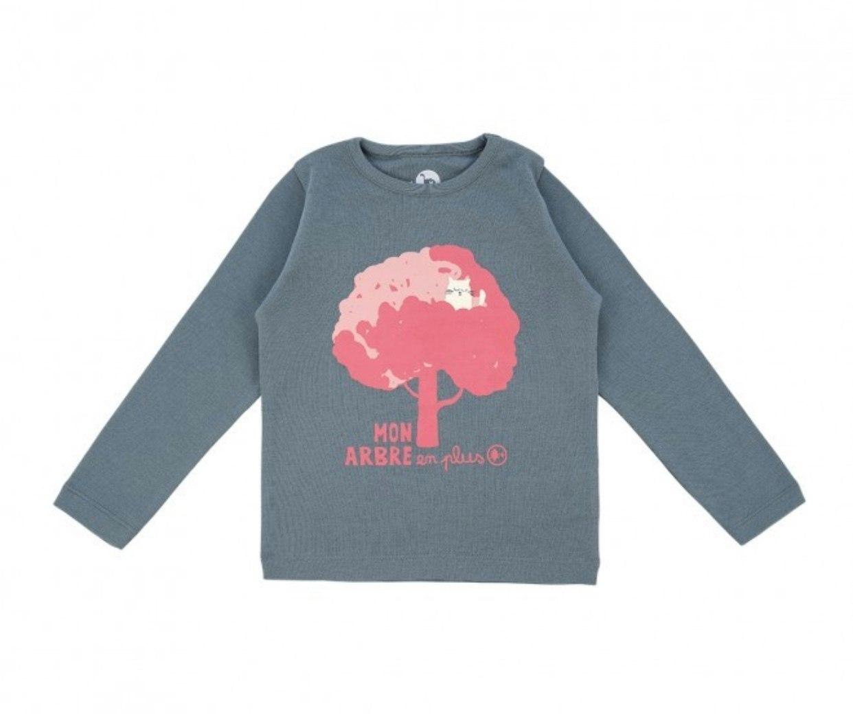 Långärmad T-shirt med  kastanjeträd & vit katt - 24mån-6år