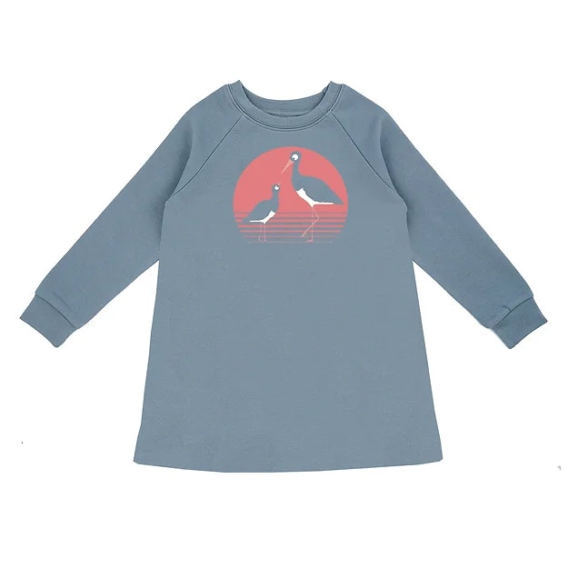 Sweatshirtklänning stork - 24mån-5år