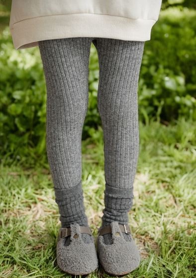Lyxiga ribbade leggings melerade mörkgrå 12mån-10år