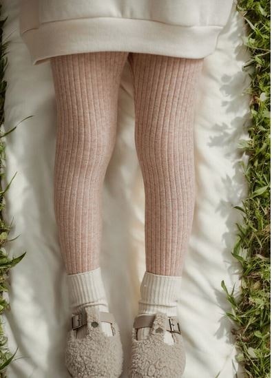 Lyxiga Ribbade leggings melerade rosa 12mån-10år