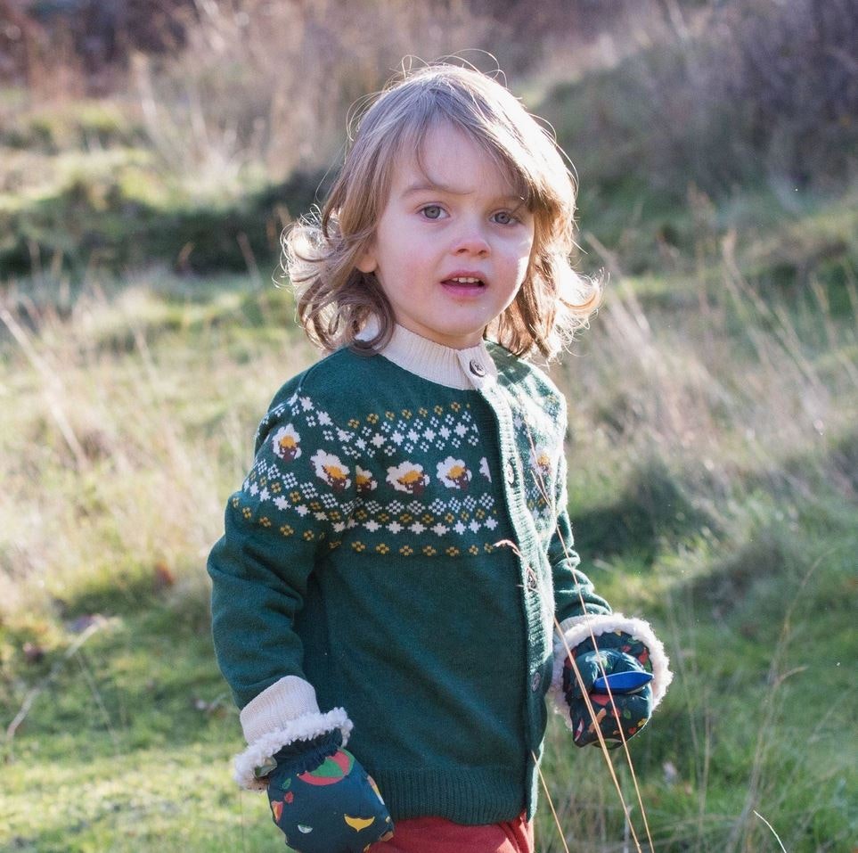 Stickad Grön Cardigan för Barn - 12mån-6år
