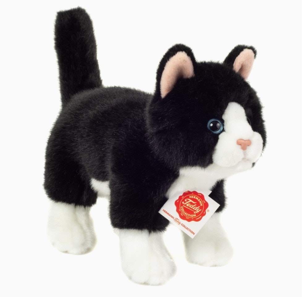 Mjukisdjur Katt svart/vit stående 20cm